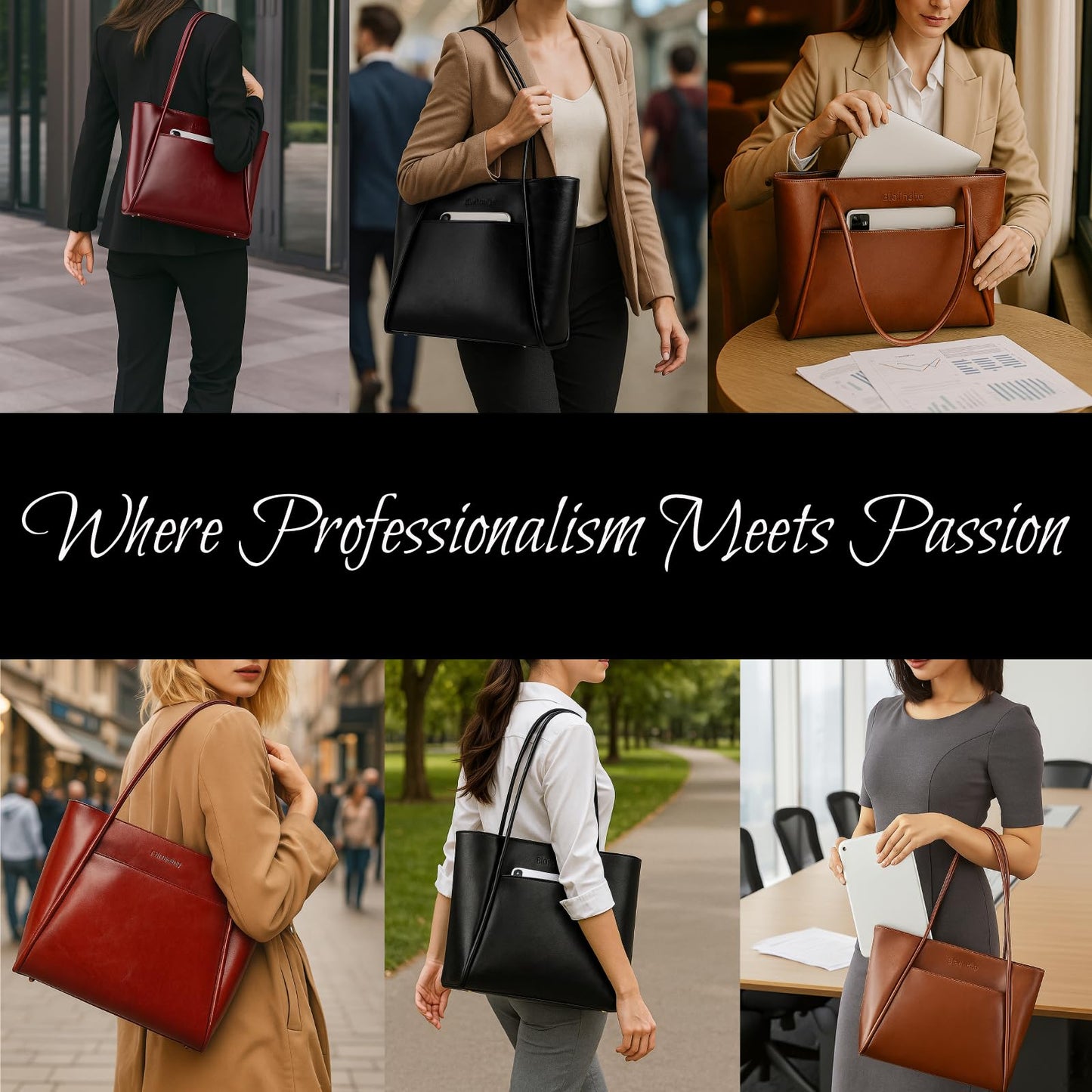 Professional Genuine Leather Laptop Tote Bag for Women Fits 13.3" Computer- Work Travel Business Teacher Bags Designer Structured Briefcase Shoulder Handbag for Office Commuter College Educators