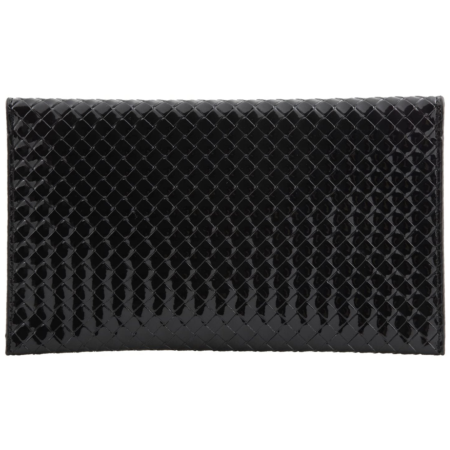 JNB Glossy Envelope Clutch Purse for Women, Faux Patent Leather Evening Bag with Detachable Chain Strap, Magnetic Snap Closure, Zipper Pocket, Black with Gold Hardware