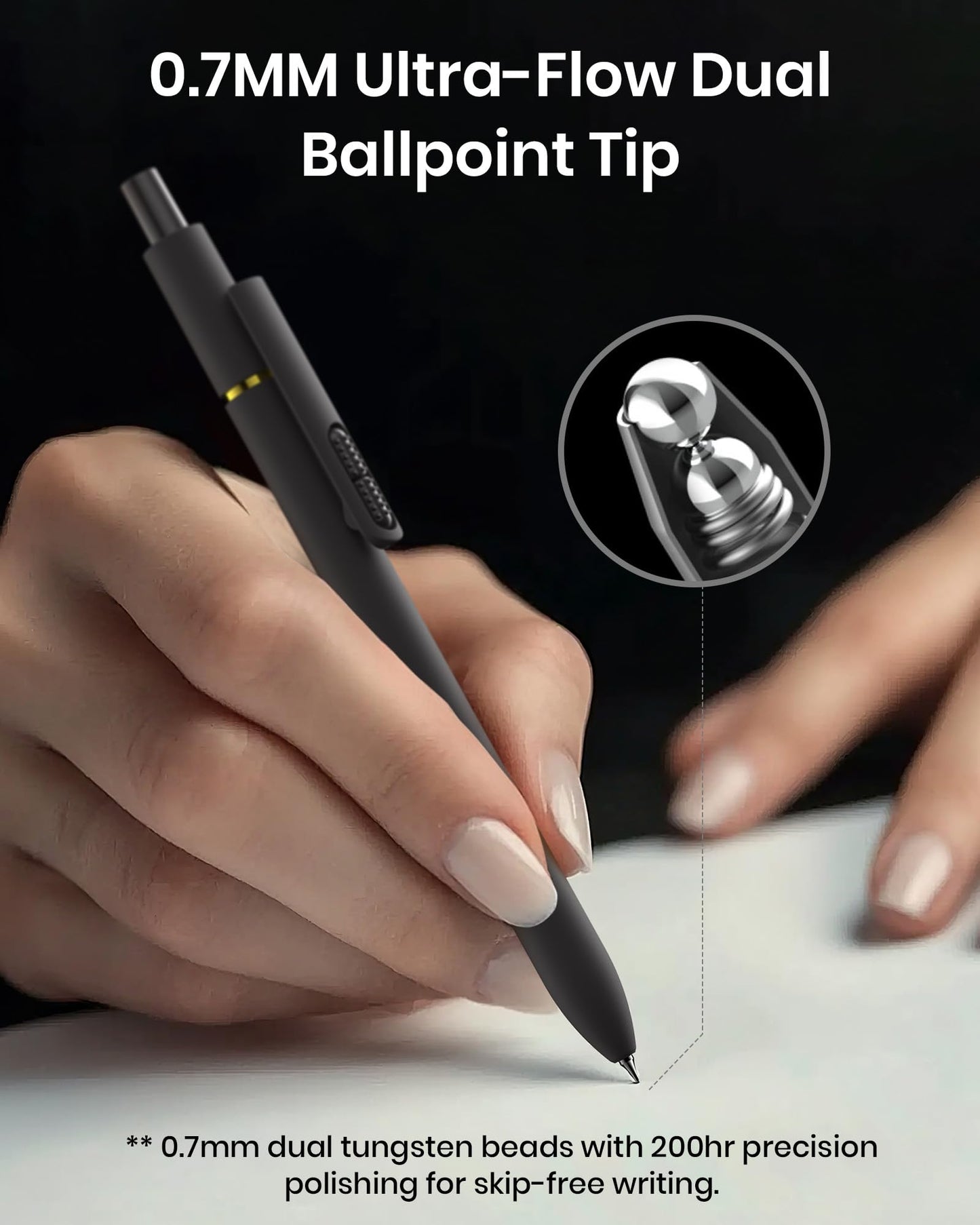 Hiacry 8 Pcs Gel Pens - 0.7mm Fine Point Smooth Writing Black Ink, Quick-Dry Long Lasting Fidge Pens, School & Office Supplies for Men Women