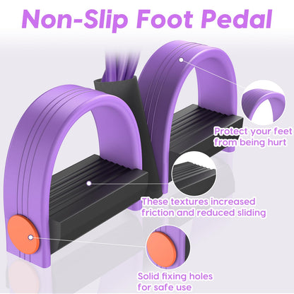 Pedal Resistance Band with Handle, 6-Tube Elastic Foot Pedal Resistance Band, Natural Rubber Ankle Puller Sit-up Exercise, Multifunction Fitness Band for Abdomen, Waist, Arm, Leg Stretching Training