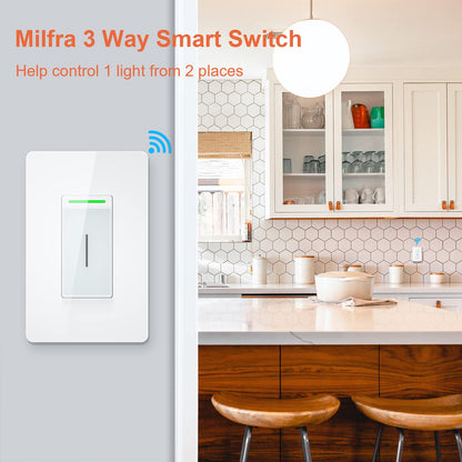 Milfra Smart Light Switch-Smart WiFi Switch 2.4Ghz Compatible with Alexa, Google Assistant,Remote Control/Voice Control and Schedule, Neutral Wire Required, Single-Pole, No Hub Required (4 Pack)