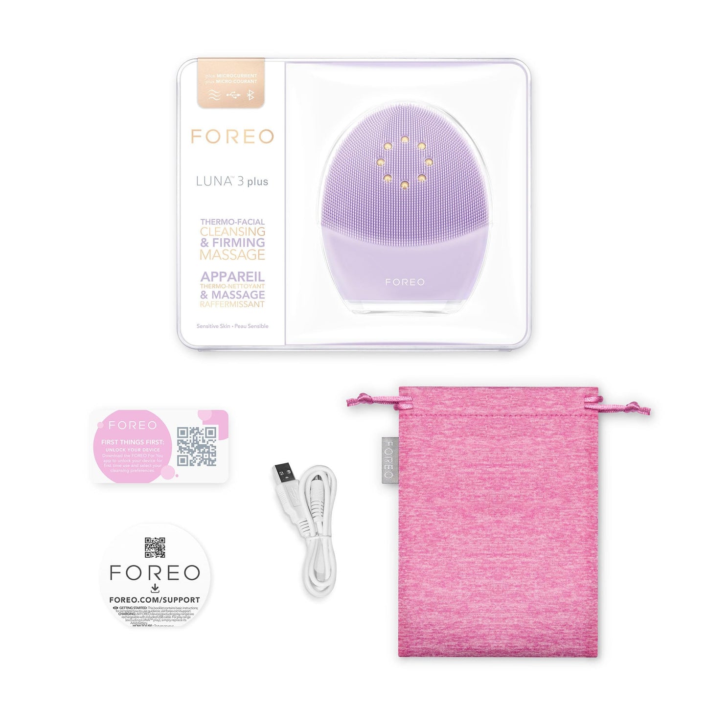 FOREO Luna 3 Plus Silicone, Facial Cleansing Brush, Face Sculpting Tool, Anti Aging Face Massager, Instant Face Lift, Enhances Absorption of Facial Skin Care Products, Normal Skin