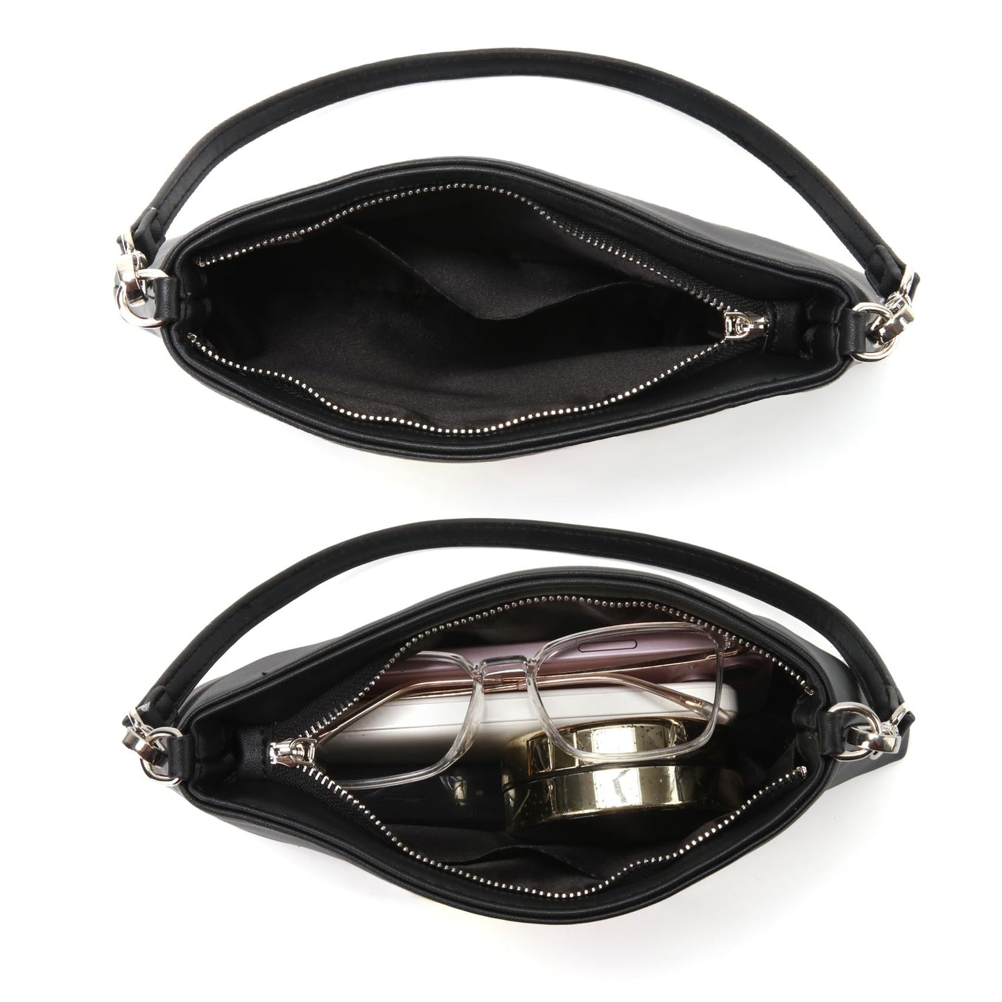 Valleycomfy Women Clutch Purses Ladies Pu Leather Evening Bag Shoulder Bag Handbag for Party/Wedding/Cocktail/Prom/Club, Black