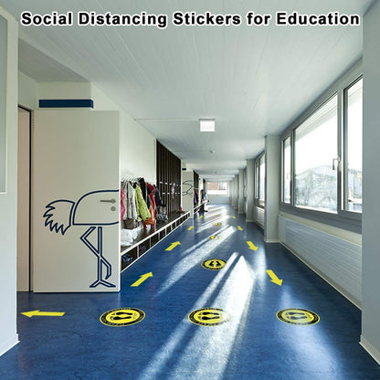 30 Pack - Large 7 Inch Directional Arrow Decal Stickers - Featuring A Floor Safe Removable Adhesive - Perfect for Classroom Sensory Pathways, Special Events and Social Distancing floor markers - Yellow