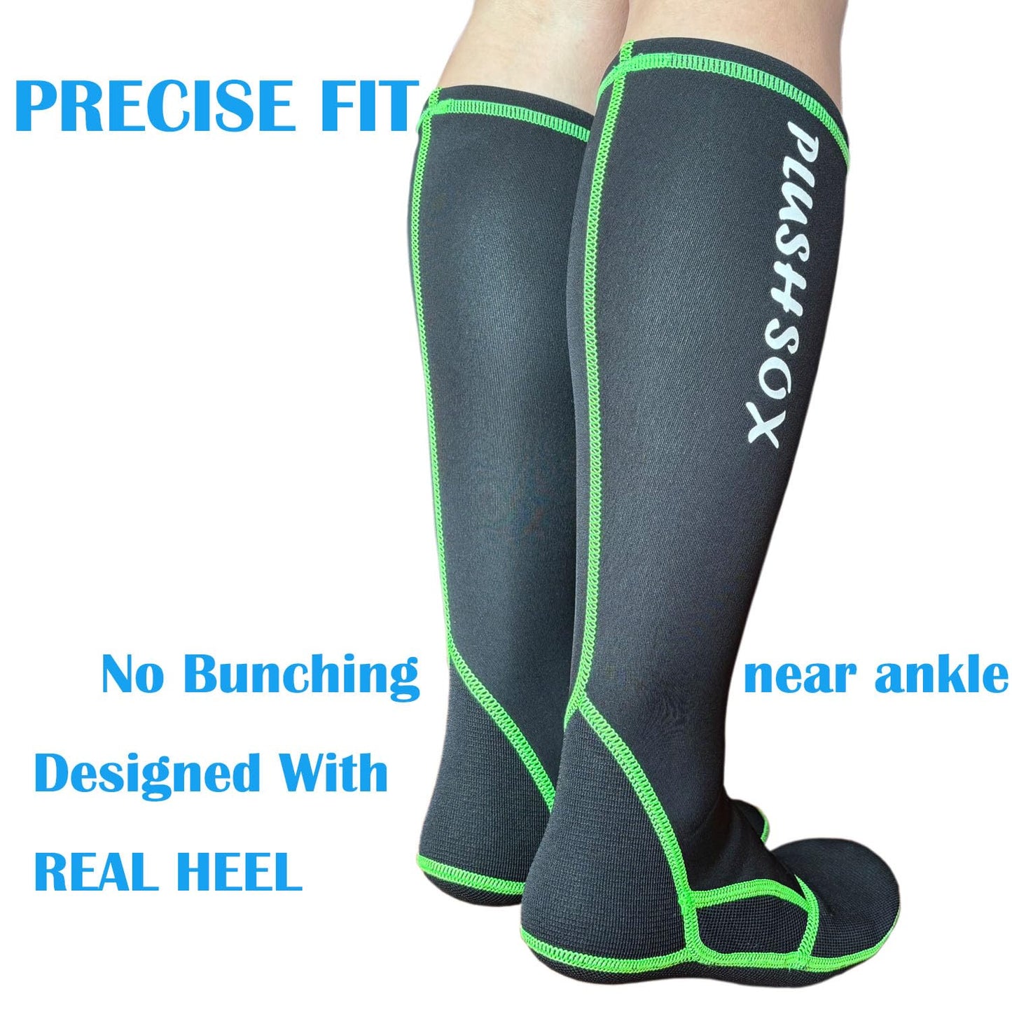 PLUSHSOX Premium long Neoprene Wet Wading socks, no Bunching at Ankle, Wader Sock for Men Women Surfing Diving Fly Fishing Swimming Hiking Hunting Skiing Cold Weather, Gift Socks (Small, black)