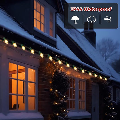50 FT C9 LED Christmas Lights Outdoor With Clips, Large Bulb String Lights, Warm White Roofline Lights for House and Garden Xmas Decoration
