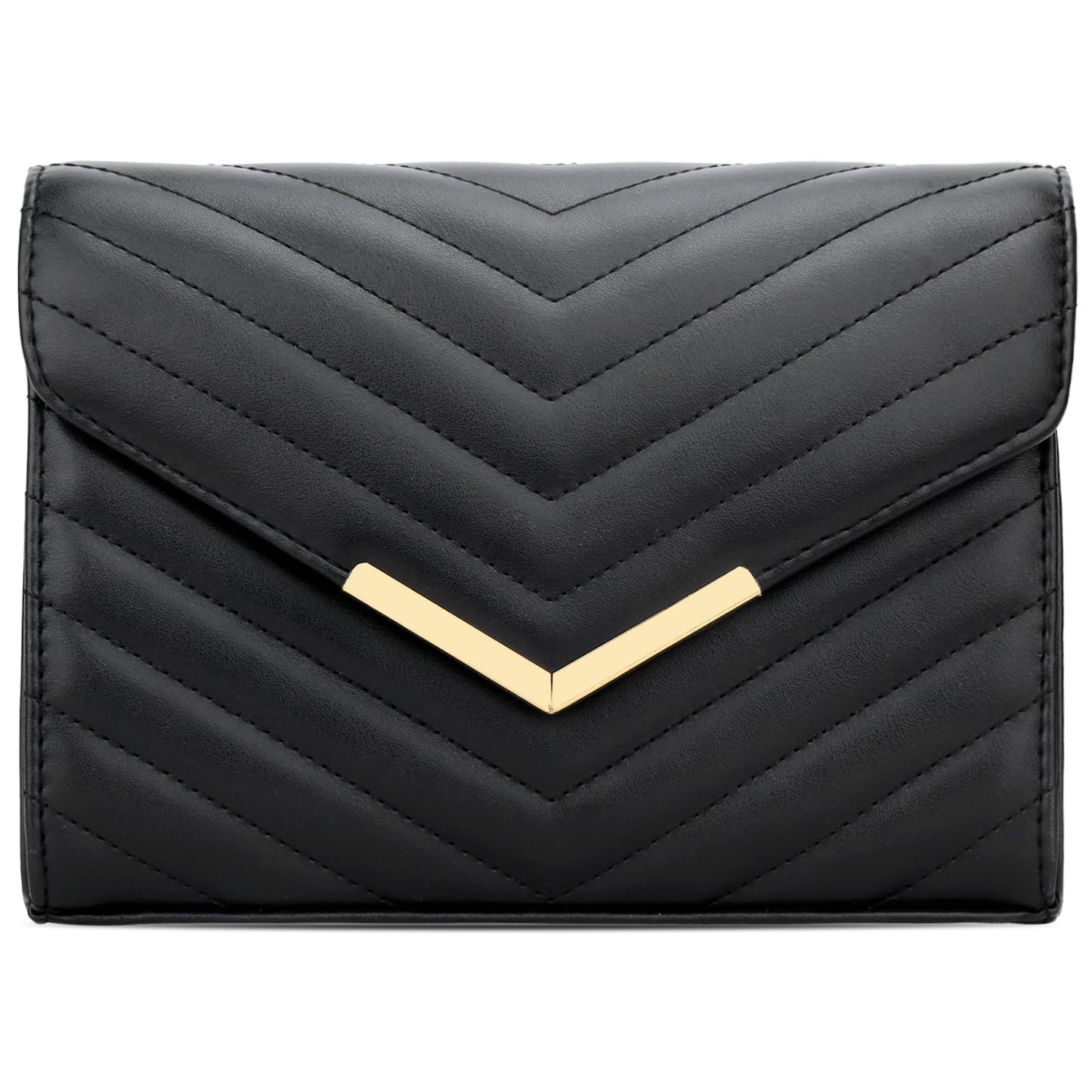 KKXIU Women Formal Vegan Leather Evening Envelope Clutch Purses and Handbags for Party Wedding Prom Bridal (A-Black)