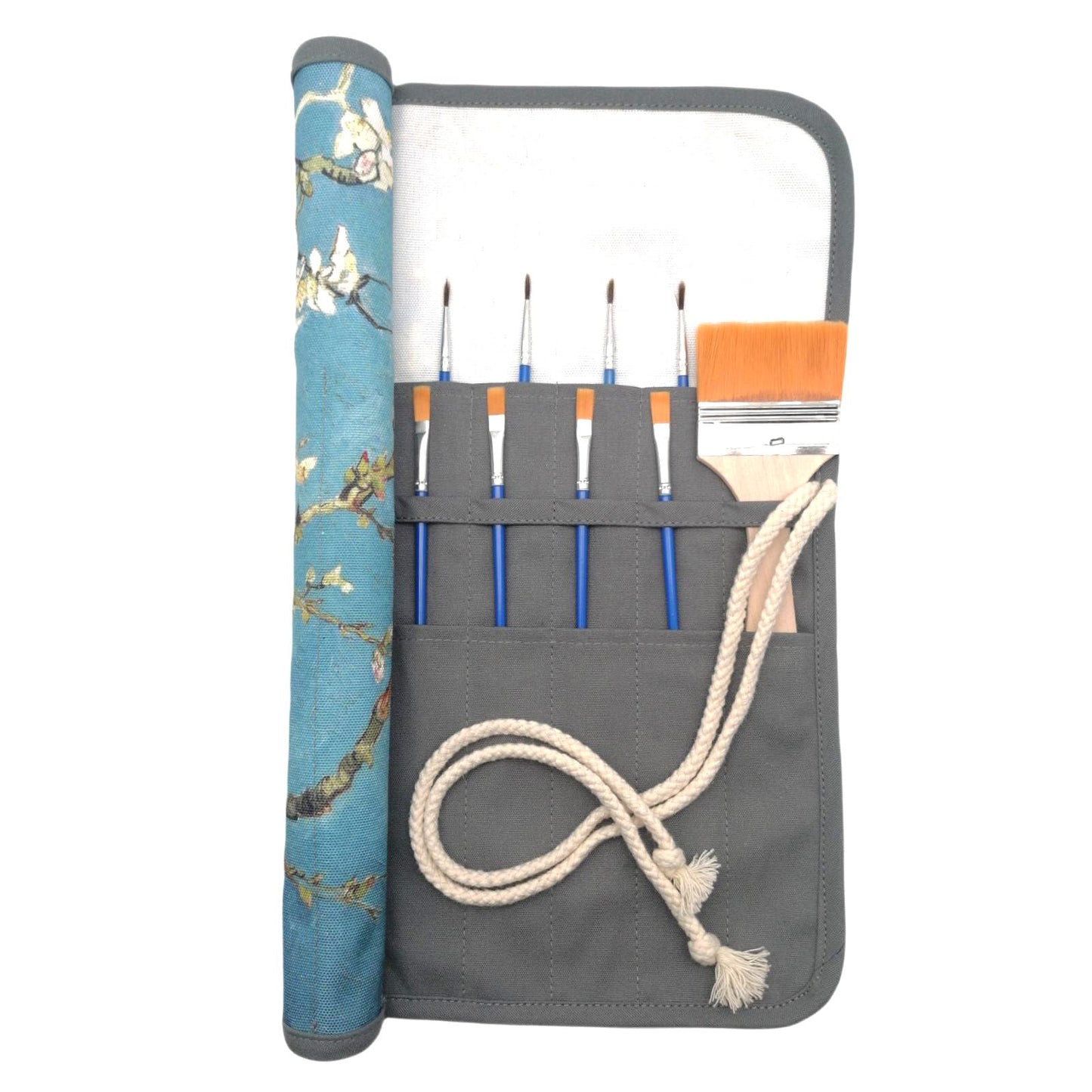 Funny live Paint Brush Holder Art Supplies, Artist Paint Brush & Storage Organizer Roll-Up Case Bag, Protect Acrylic Oil Watercolor Paintbrushes (Almond Blossom 20 Slot Pockets)