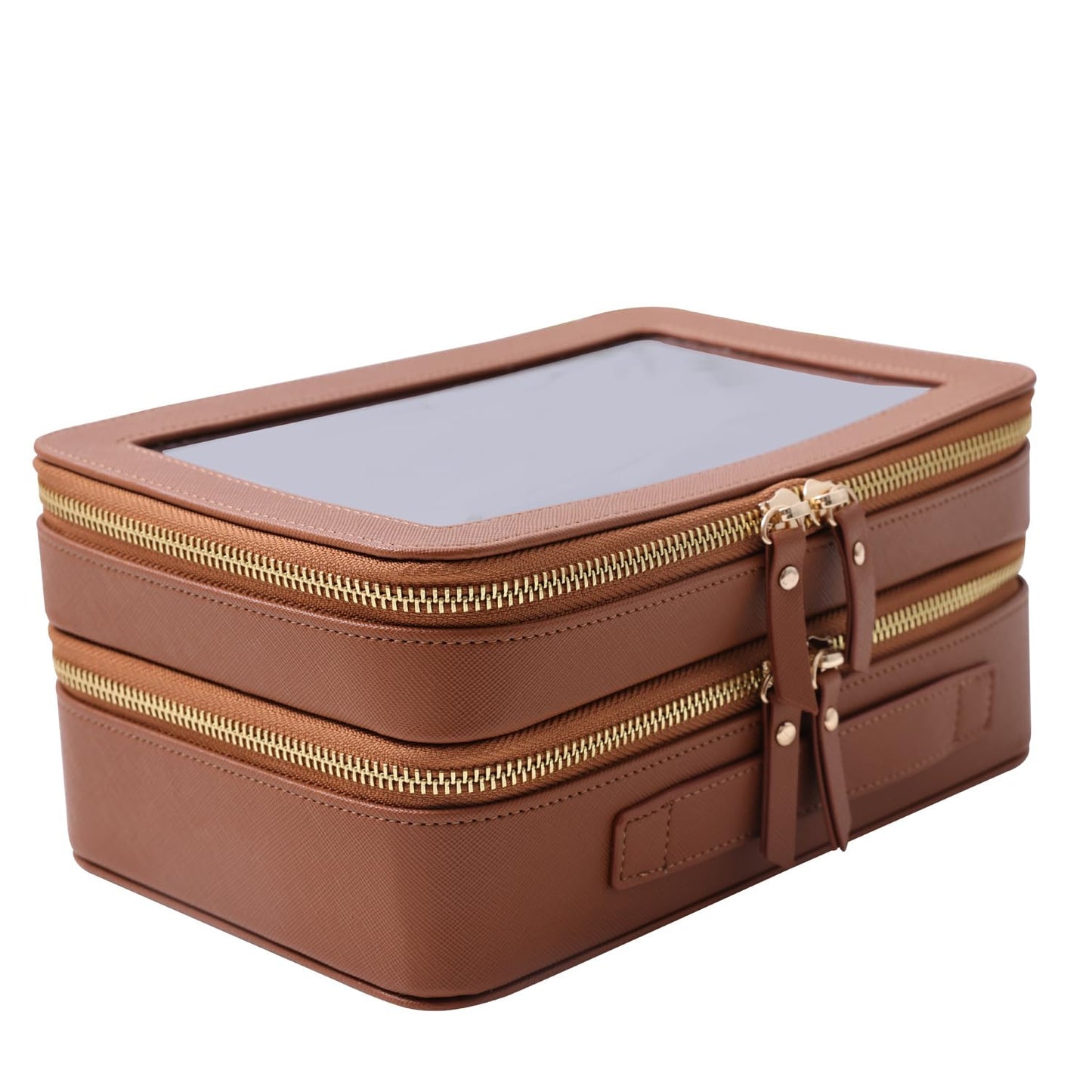 SANHECUN Clear Travel Toiletry bag Toiletry Case Carry on Travel Accessories Bag Makeup Bag Dimensions | LxWxH:9” x 6” x 4.2” (Brown, SHC-TL-2)