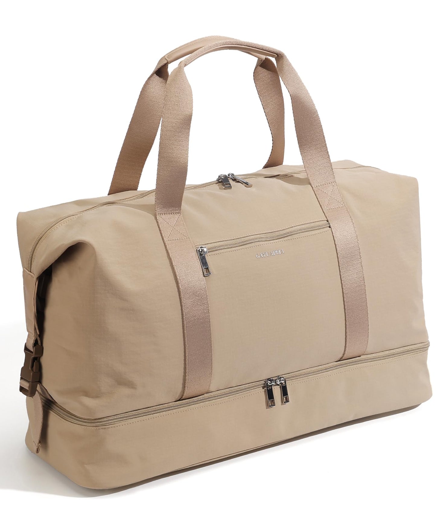 Oeihuivt Weekender Bags for Women with - 21 Inch Large Travel Duffel Bag Set with Shoe Compartment, Heavy-Duty nylon Carry On Overnight Tote Khaik-1A