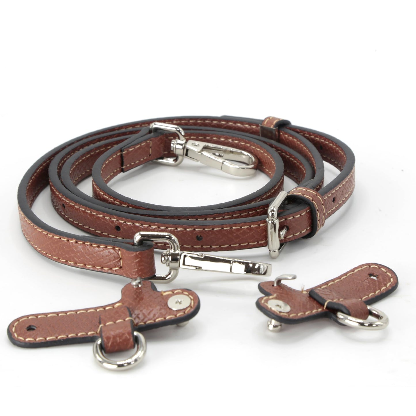 banbeln Mini Bags Leather Shoulder Strap Kit Fit For Adjustable Crossbody Small Bag (brown&silver)