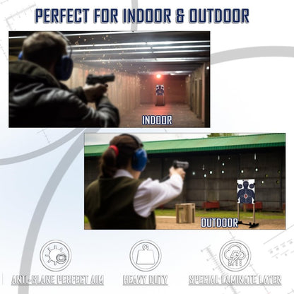 KNINE OUTDOORS Shooting Targets Paper, 12 x18 inch, Bulk for Hunting, Handguns, Pistols, Rifles, Silhouette with Red Bullseye, Blue Design (50 Pack)
