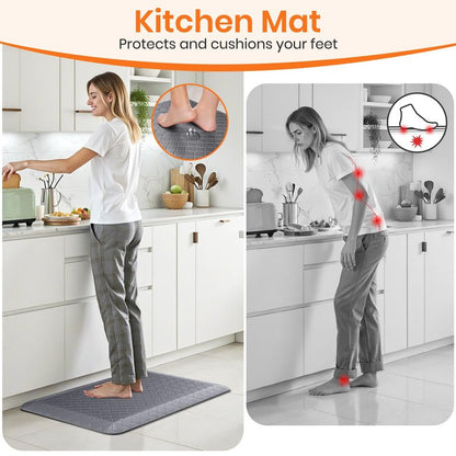 TranquilMoments 4/5 Inch Extra Thick Kitchen Mats for Floor,Non Slip Anti Fatigue Kitchen Rugs,Waterproof Stain Resistant Sink Mat,Cushioned Standing and Comfort Mats for Office (17"x24" Grey)