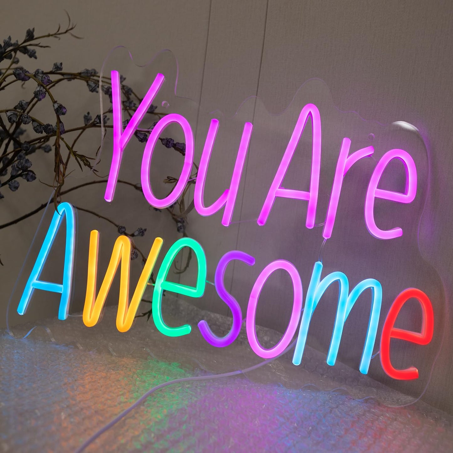 You Are Awesome Neon Sign, Dimmable LED Neon Signs for Wall Decor, USB Powered Neon Light Sign Wall Art for Bedroom Christmas Party Classroom, Postive Aesthetic Decoration 14.17 x 10.24"