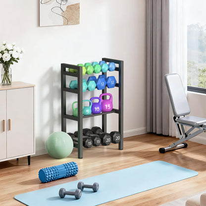 4 Tier Dumbbell Rack,Adjustable Weight Rack for Home Gym,Heavy Duty Weight Stand,800LBS Capacity Kettlebells Storage,Workout Equipment Organizer (Rack Only)