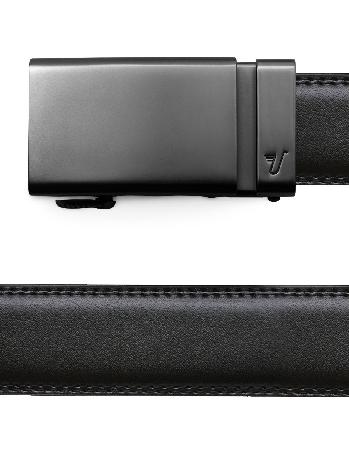Mission Belt Men's Ratchet Belt - 35mm Gun Metal Buckle/Black Leather Strap, Small (28-32)