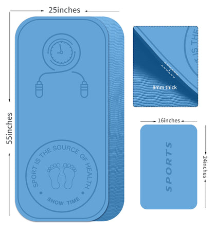 LERYG Jump Rope Mat Shockproof Exercise Skipping Mat All-Purpose Extra Thick High Density Anti-Tear Exercise Yoga Mat, Non Slip for Indoor and Outdoor in Light Blue