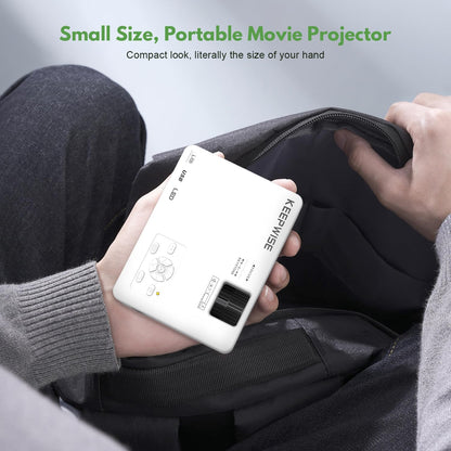Mini Projector with WiFi and Bluetooth, 1080P Supported Outdoor Movie Projector, Compatible with Android/iOS/Windows/TV Stick/HDMI/USB