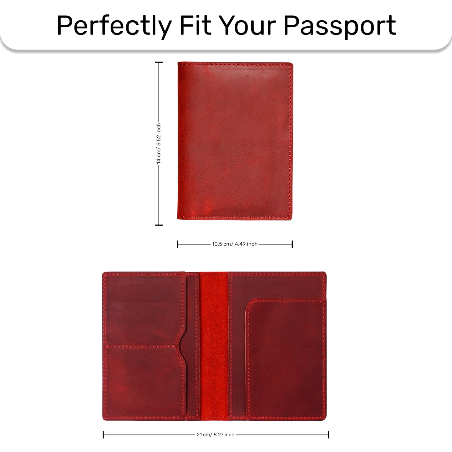HIFA Leather Passport Holder, Handmade Passport Cover with Card and Ticket Slot - Genuine Leather, Elegant Design, Easy Access - Passport Case, Passport Wallet, Passport Holder
