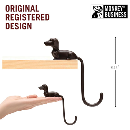 Monkey Business Rusty The Dog Tail Hook for Computer Screen, Desk Headphone Hanger Organizer Decorative Hooks, Adhesive Hook for Hanging Keys Cables Hats and Computer Accessories