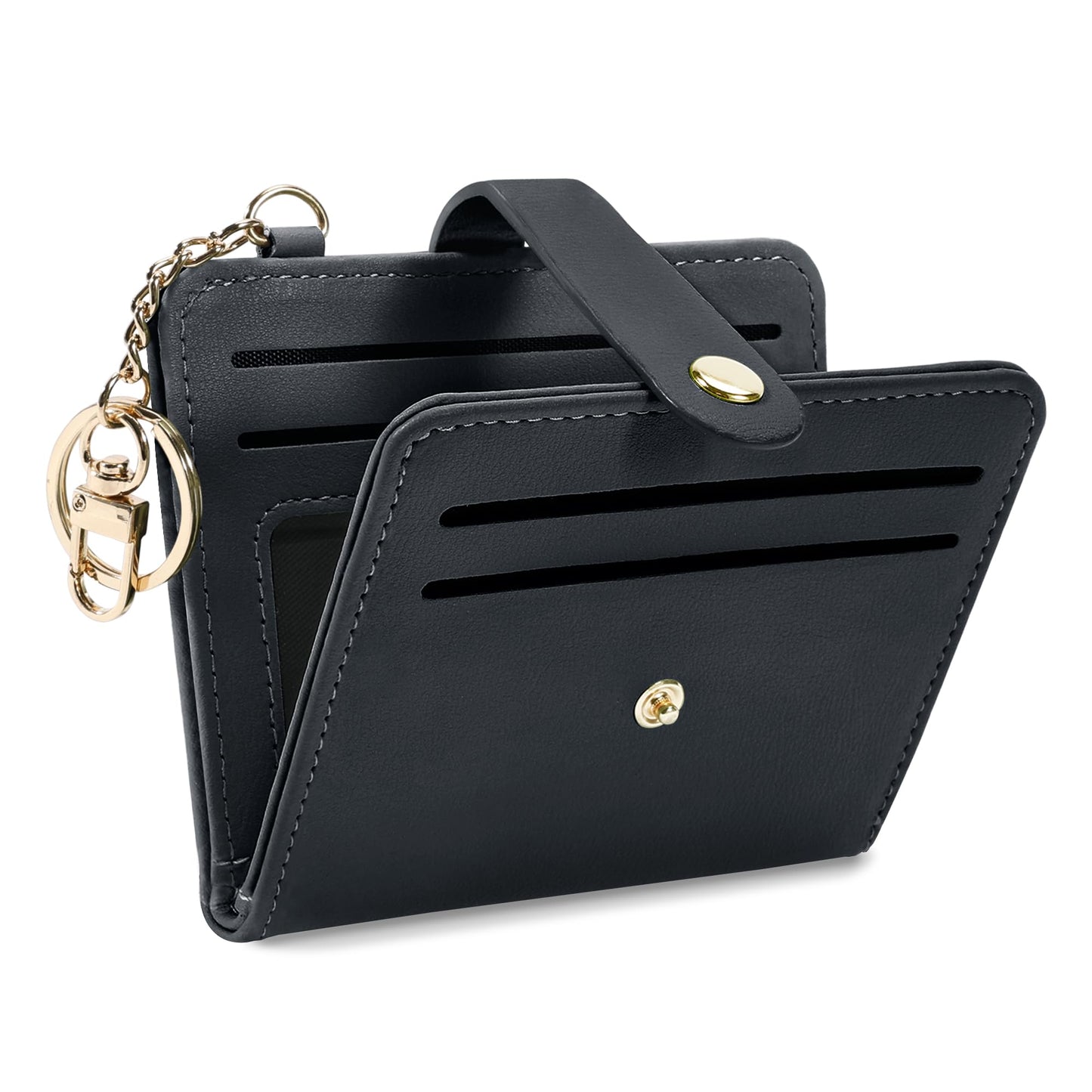 Airkit Small Wallets Woman RFID Blocking Leather Credit Card Holder - with ID Window - Card Wallets for Women - with Zipper Coin Purse - Keychain Wallet
