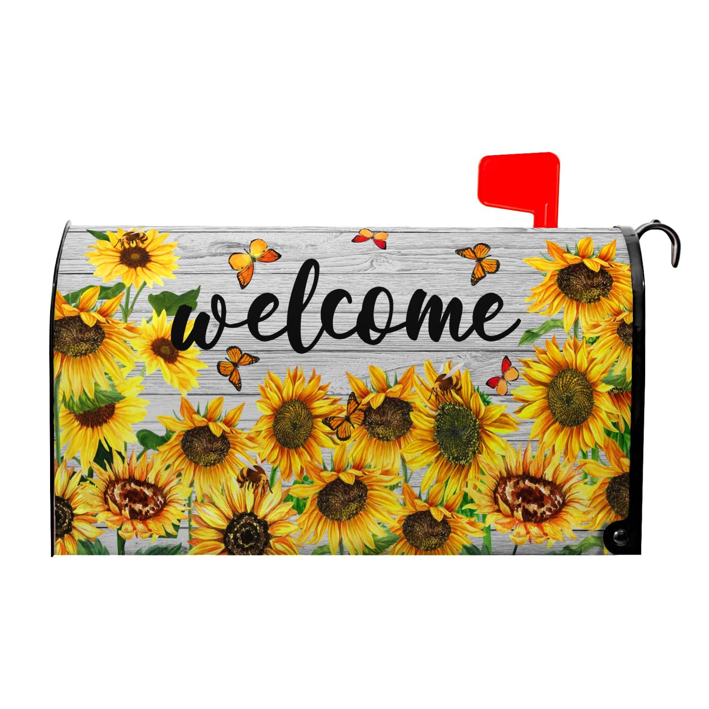 Summer Flowers Mailbox Covers Magnetic Sunflower Mailbox Cover Post Letter Box Cover for Garden 21x18 in Mailbox Wraps for Yard Home Decor