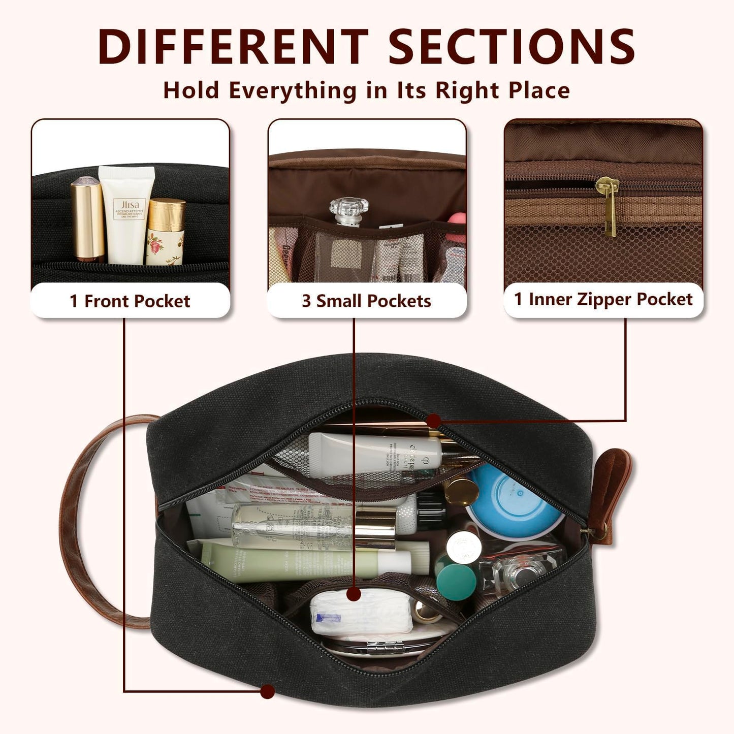 CLOUDWINGS Personalized Gifts for Men Dad - Initial Travel Toiletry Bag Hanging Dopp Kit, Waterproof Shaving Bag with Large Capacity, Fathers Day Birthday Gifts for Him Dad Husband Boyfriend (M)