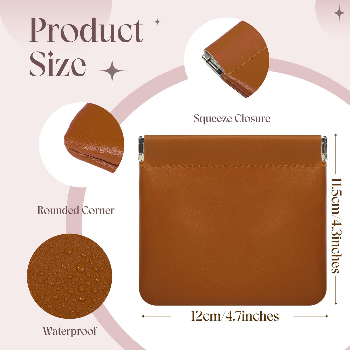 ISKYBOB 4.7in Small Makeup Bag for Purse, 4Pcs Pocket Leather Cosmetic Bag Small Squeeze Coin Purse for Women Snap Closure Pouches for Purse Organizer Pouchic for Travel Jewelry Storage (Business)