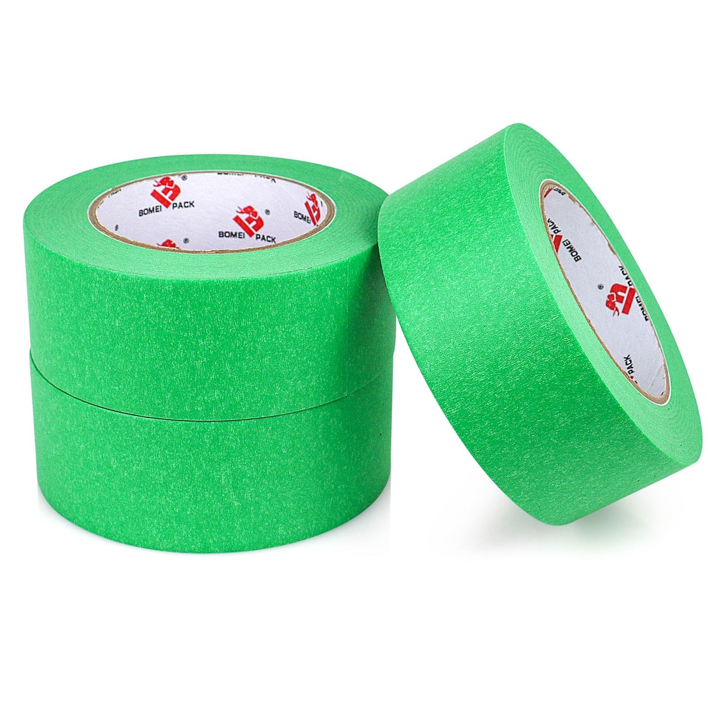 BOMEI PACK Green Painters Tape 2 inch Wide, 3 Rolls Green Masking Tape 2 inch x 60 Yards (180 Total Yards) Residue-Free Painting Tape for Labeling, DIY Crafting, Decoration and School Projects