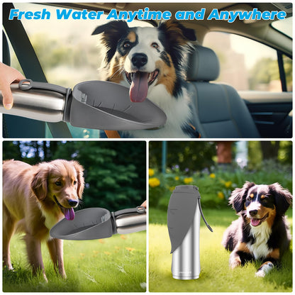 URPOWER 27 Oz Large Dog Water Bottle, Double Wall Insulated Stainless Steel Dog Travel Water Bottle Leak Proof Portable Pet Water Dispenser BPA-Free Drinking Bowl for Dog Outdoor Walking, Hiking