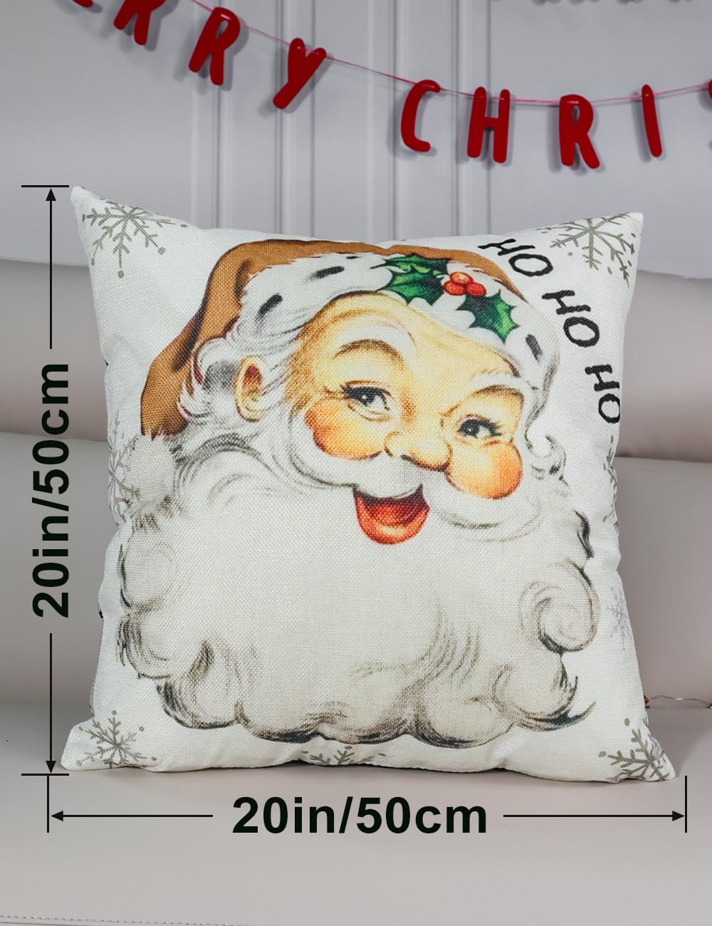 multiwins Christmas Decorations Set of 4 Double-Sided Print Christmas Pillow Covers 20" x 20", with 8 Cute Patterns, Throw Pillow Covers Perfect for Home Christmas Decor