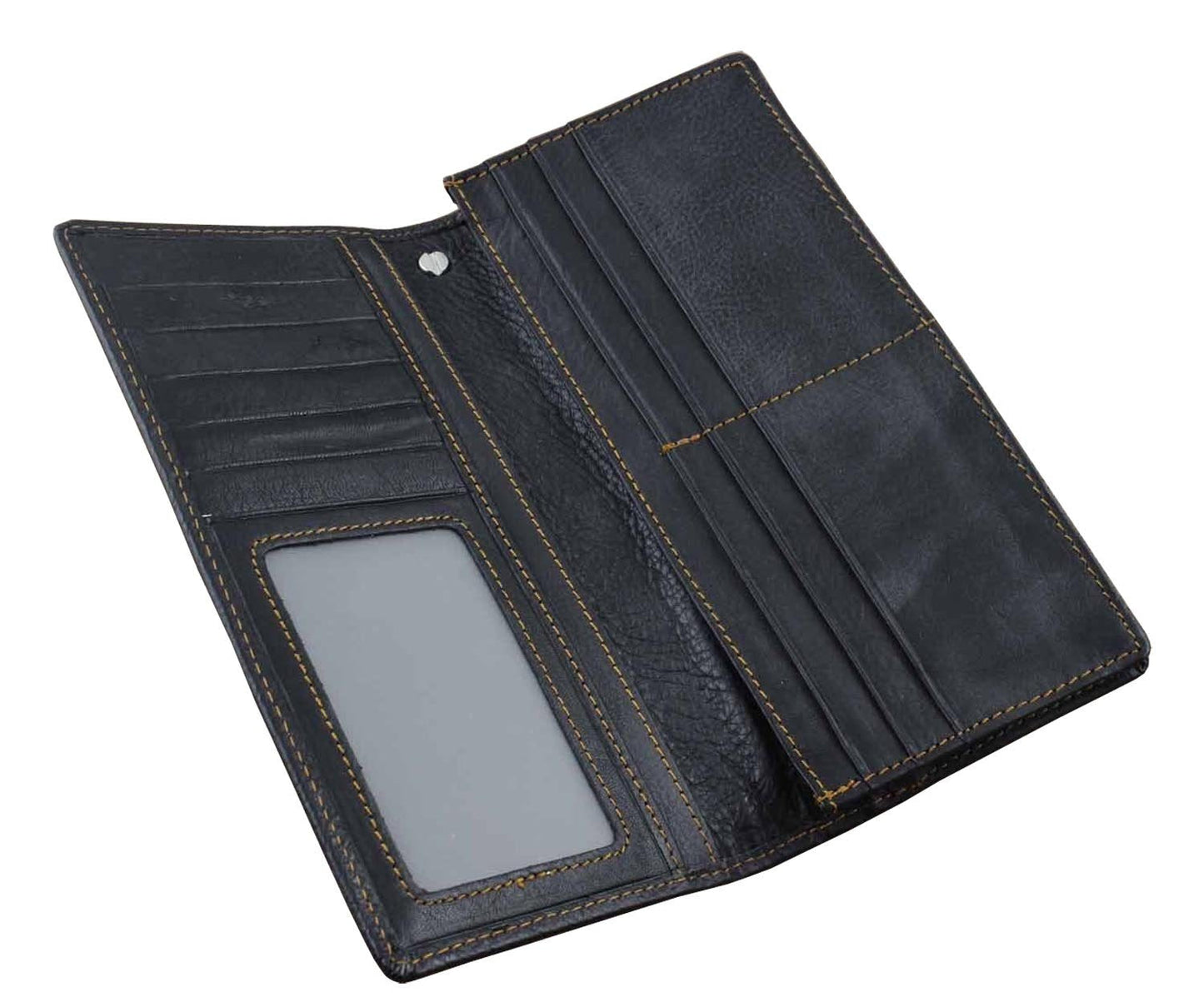 Real Leather Mens Biker Card/Money Long Wallet Purse W/Jeans Key Chain