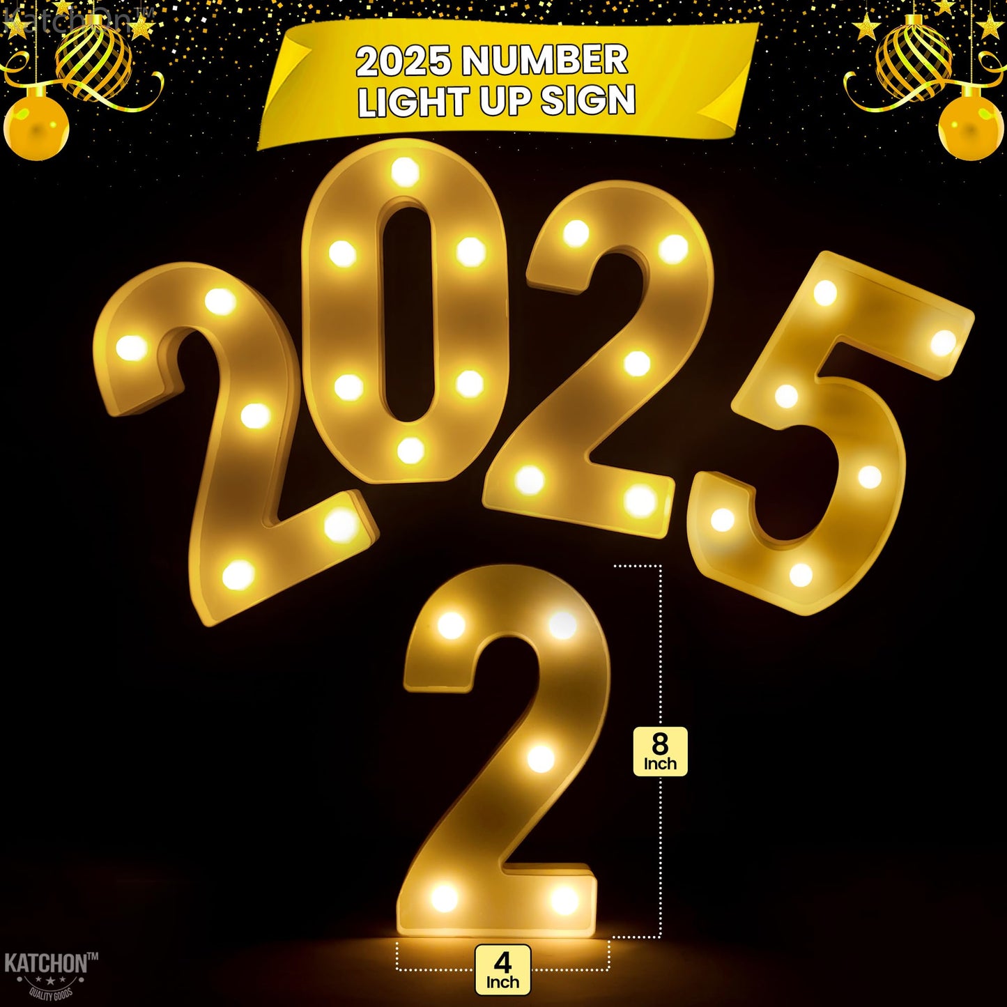 KatchOn, LED Light Up Numbers 2025-8.2 Inch, Light Up 2025 Sign | 2025 Number Light Up Sign for Happy Graduation Decorations 2025 | LED Graduation 2025 Sign for 2025 Graduation Party Decorations