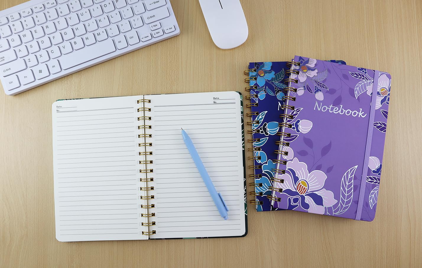Aacehlh 3 Pack Hardcover Spiral Notebook Journal for Women,A5 College Ruled Notebooks with Pocket,8.5"x 5.7",160 Pages,Cute Journals for Daily Study or Work