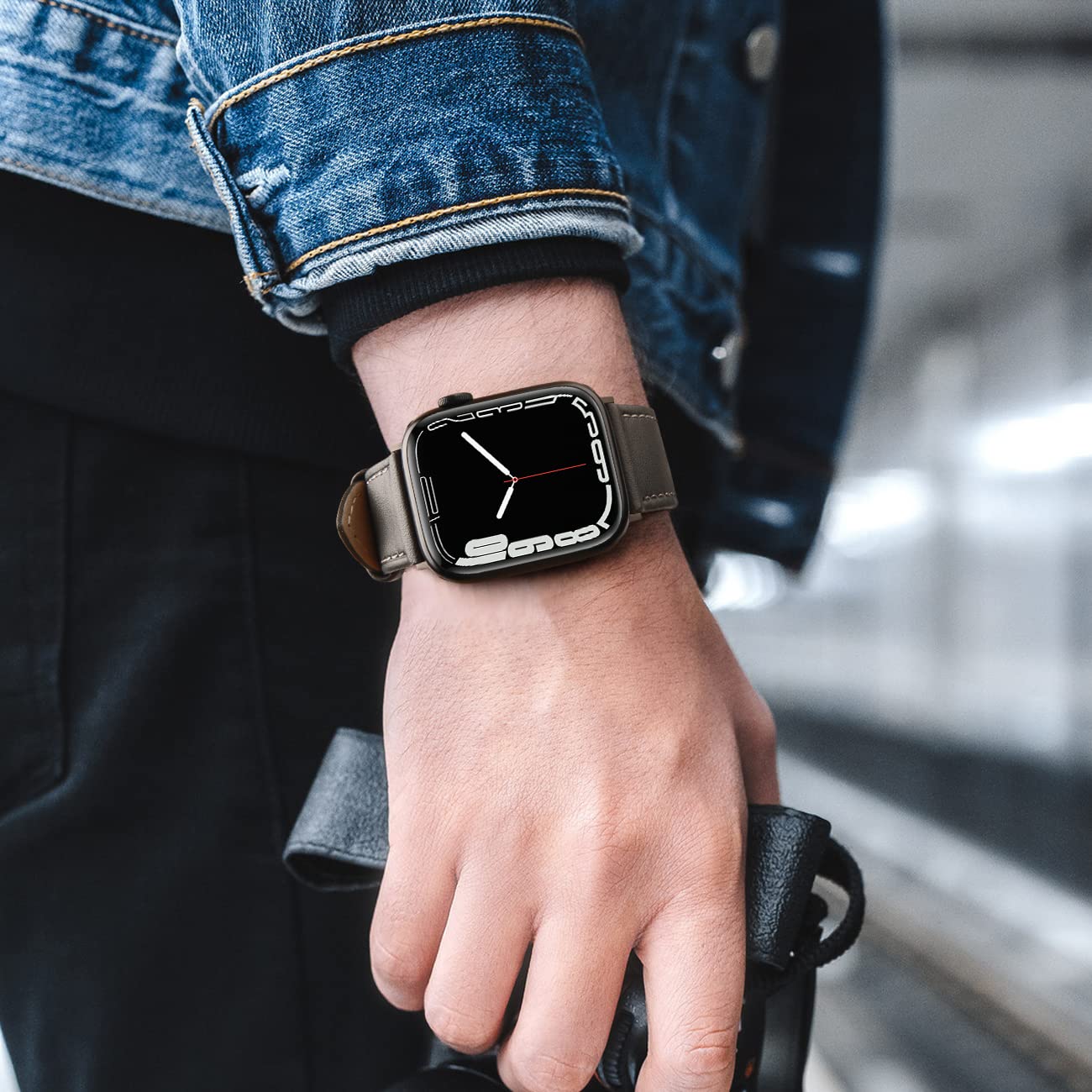 EDIMENS Leather Bands Compatible with Apple Watch 49mm 45mm 42mm 44mm Band Men Women, Vintage Genuine Leather Wristband Replacement Band Compatible for Apple Watch iwatch Series 9 8 7 6 5 4 3 2 1 SE2