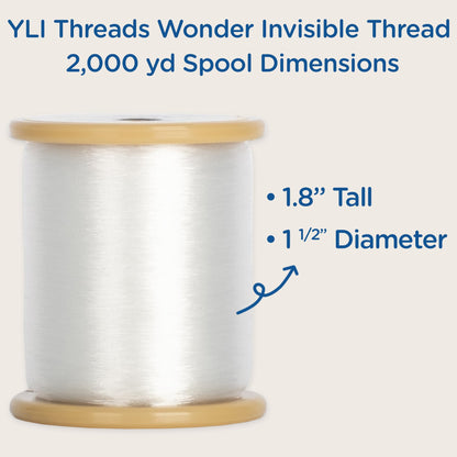 YLI Threads Wonder Invisible – Clear Nylon Monofilament Thread | Strong, Soft & Lightweight for Applique & Quilting – 2000 Yard Spool