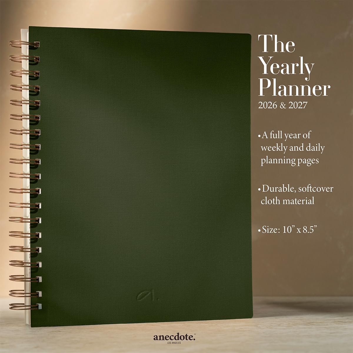 Anecdote Spiral Planner w/2026-2027 Calendar (8.5" x 10") | Start Anytime - 52 Weeks, Undated Planner Pages | To-Do List Organizer, Plan Your Success, Achieve Productivity Goals (Evergreen)