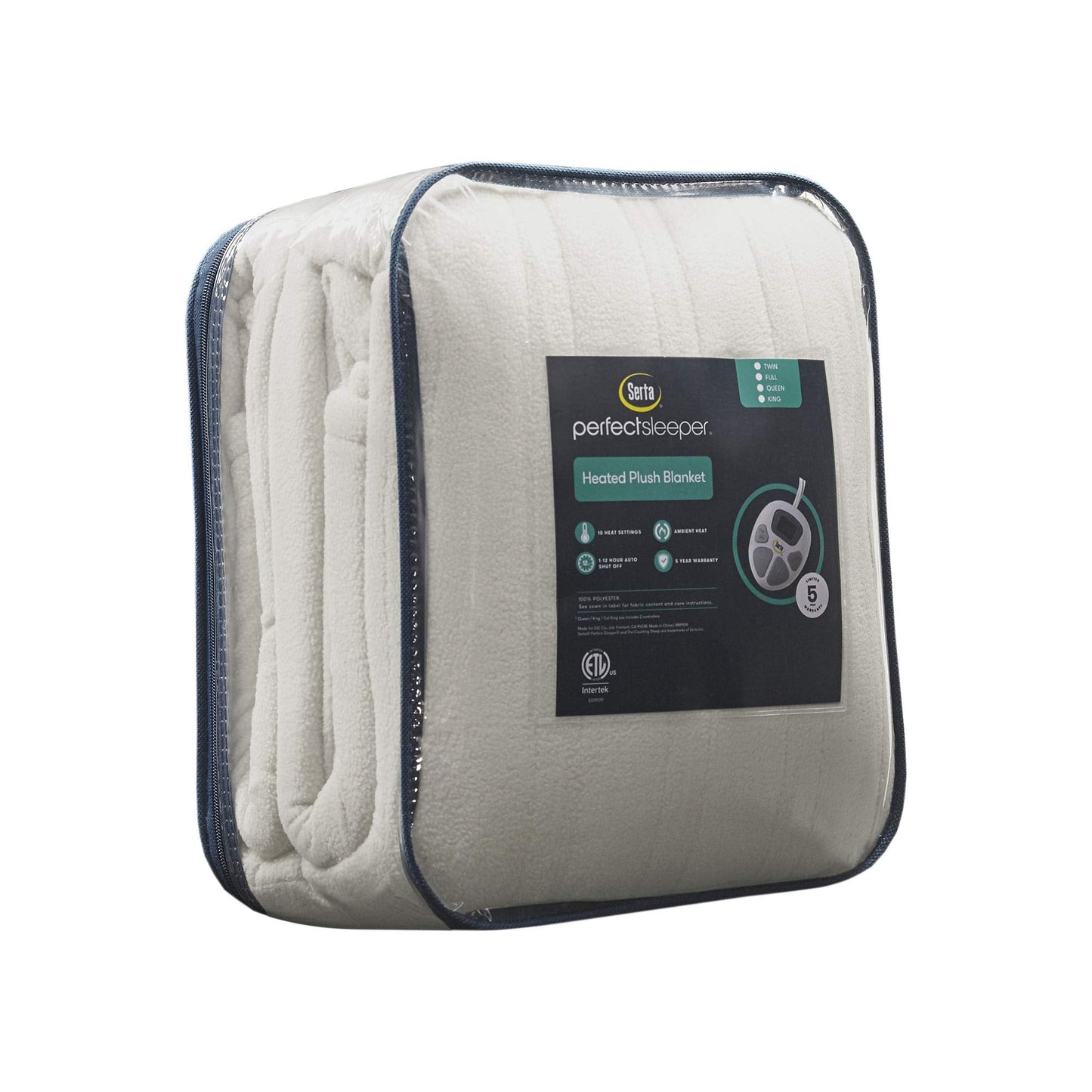 Serta Heated Blanket - Reversible Fleece to Sherpa Electric Blanket, Fast Heating, Auto Shut Off Timer, Multi Heat Setting, ETL Certified, Machine Washable, Grey Full 84"x 77"
