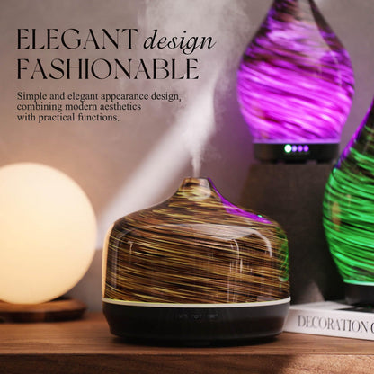 Porseme 500ml Essential Oil Diffuser, Aroma Ultrasonic Humidifier with Remote Control, BPA Free, Auto Shut-Off, Timer Setting for Large Room Sleeping Yoga