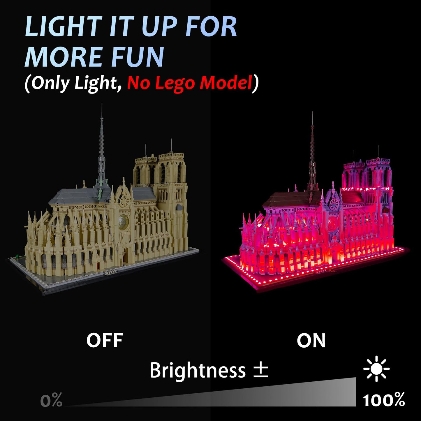 Neisouf Color Changing LED Light kit Compatible with Lego 21061 Notre Dame, App and Remote Control (No Model Only Light)