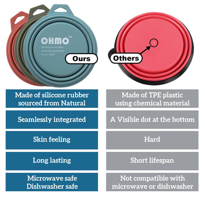 OHMO Collapsible Dog Bowl(2 Pack, Peacock&Light Blue 12oz/400ml) Premium Silicone Pet Water Bowls for Cats & Dogs, Portable Dog Travel Bowls Foldable for Outdoor Camping Hiking