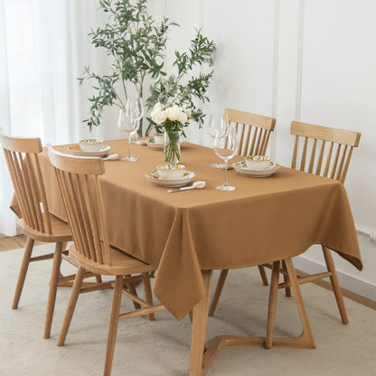 maxmill Textured Rectangular Tablecloth Water Resistance Antiwrinkle Spillproof Soft Jacquard Table Cloth for Fall Harvest Thanksgiving Parties and Holiday Dinners, 60 x 104 Inch, Amber Bronze