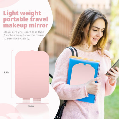 Travel Makeup Mirror, Portable Mirror with 3 Adjustable Light Settings, USB-Rechargeable Vanity Mirror with Lights，Gift for Women and Girls