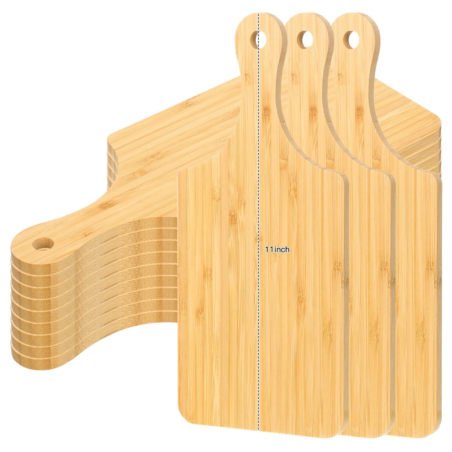 Zubebe 12 Pcs Bulk Wood Cutting Board with Handle Cutting Board for Laser Engraving, 11" x 5" Bamboo Serving Trays Charcuterie Trays for Customized Wedding Housewarming Mom Christmas Gift Party Favor
