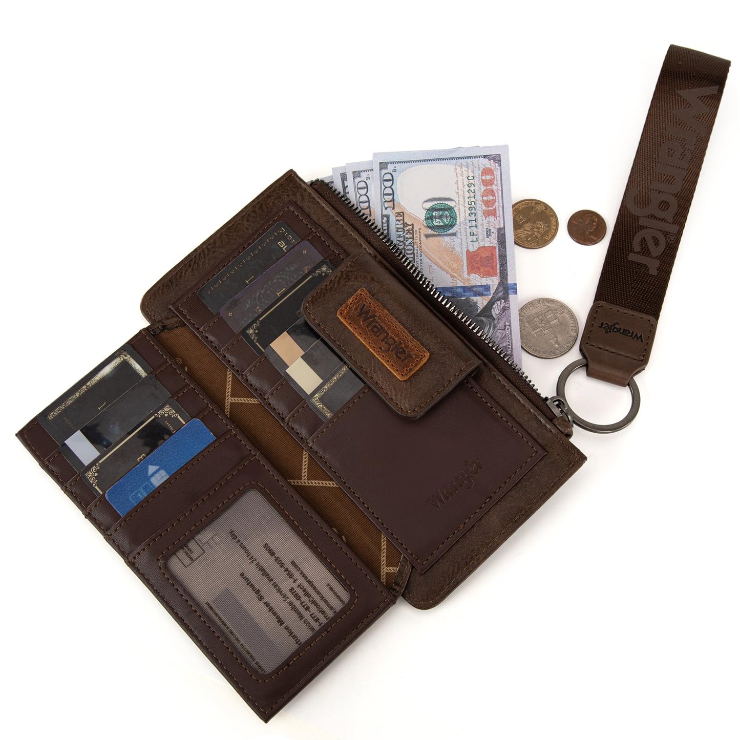 Montana West X Wrangler Minimalist Wallet Women Card Cases & Money Organizers Wristlet with Wallet Large Clutch with Coin Purse Smooth Zipper and Rfid Lining