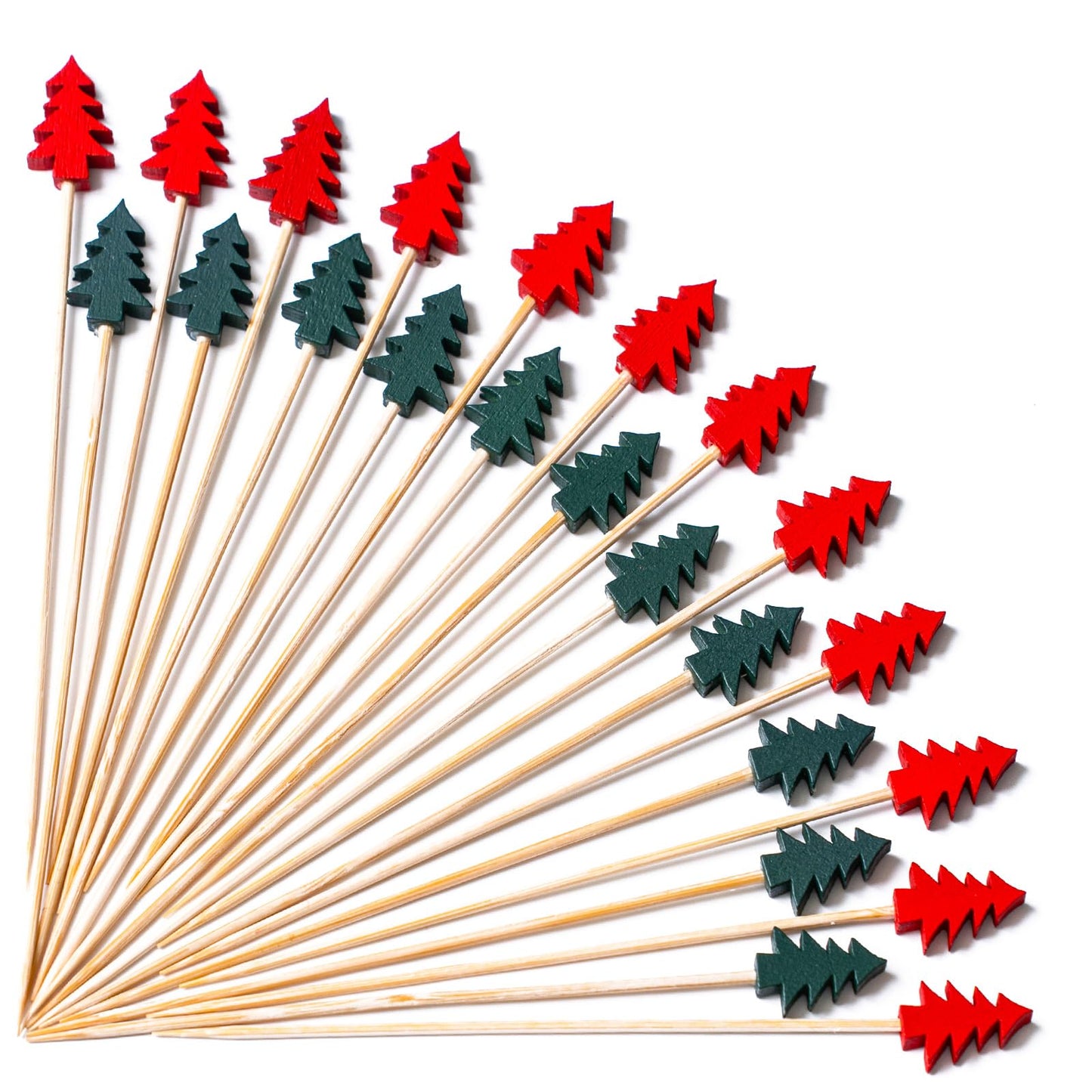 PuTwo 100 Counts 4.7 Inch Toothpicks for Appetizer, for Cocktail Party, Drink Picks with Trees, Decorative Skewers Party Picks