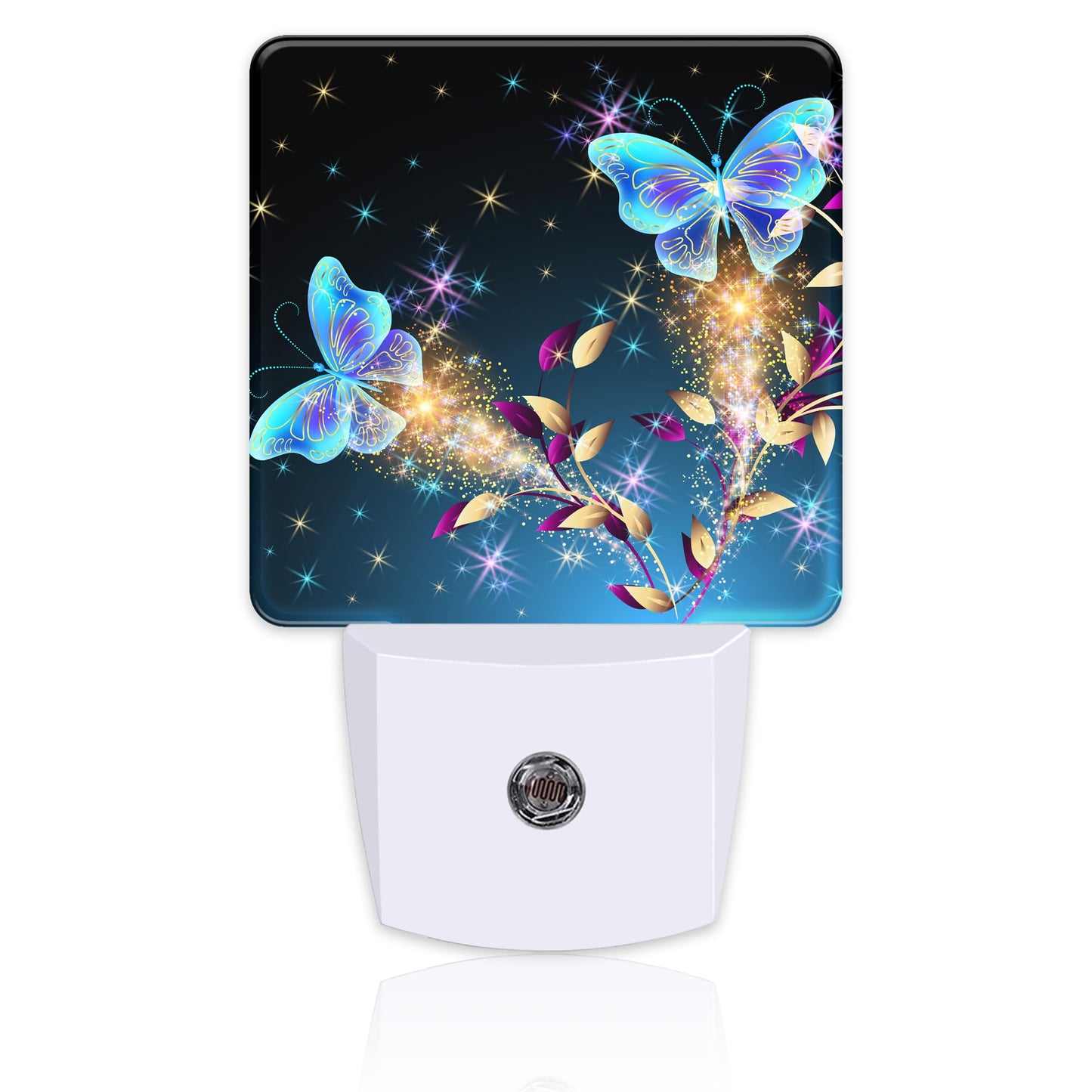 Magical Butterflies with Flowers Night Light Plug into Wall, Glitter Sparkle Butterfly Dusk to Dawn Night Light Plug in,0.5w Energy Saving Sleep Friendly NightLight for Kids Boys Girls Home Decor