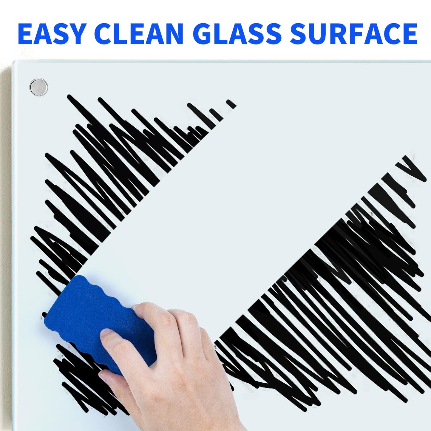Magnetic Glass Whiteboard 6'x4', 72"x48" Glass Dry Erase Board for Wall Mounted, Large Commercial Board Frameless for Office, Classroom & Home