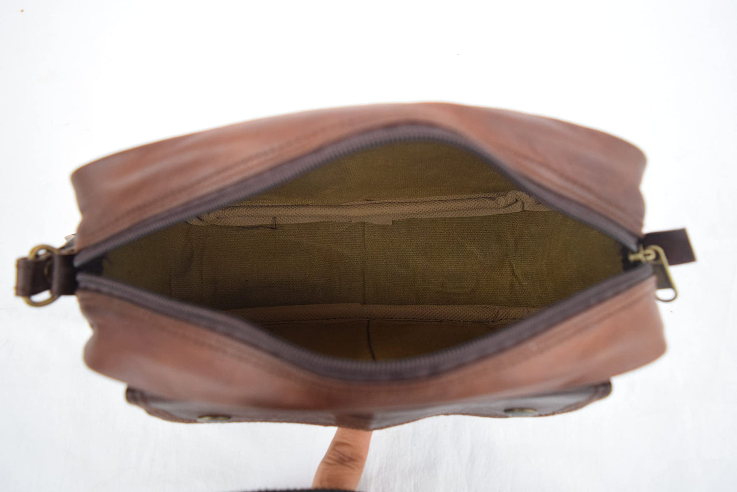 Vintage Handmade Real Brown Leather Toiletry Bag For Men, Shaving Kit Organizer Pouch Wash Bag Case
