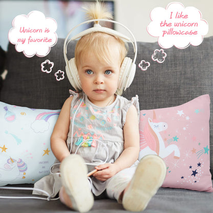 UOMNY Toddler Pillowcases for 13X18 12x16 14x19 Pillow Unicorn Toddler Pillow Case for Girls 2 Pack Kids Pillowcase for Sleepy Pillows Travel Pillowcases Pink/White
